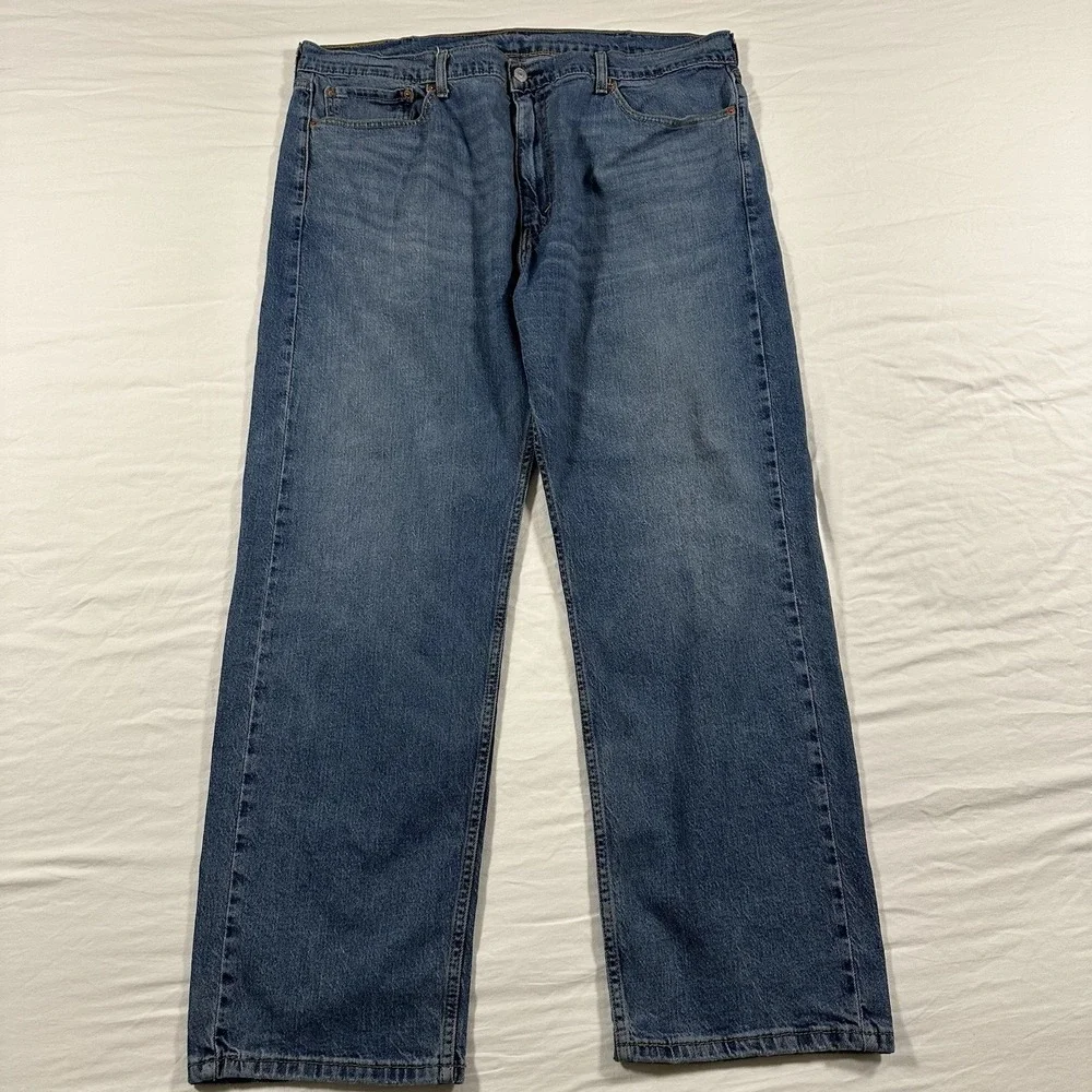 Levis 505 Jeans Mens 40x30 Blue Regular Fit Straight Leg Medium Wash Denim Faded